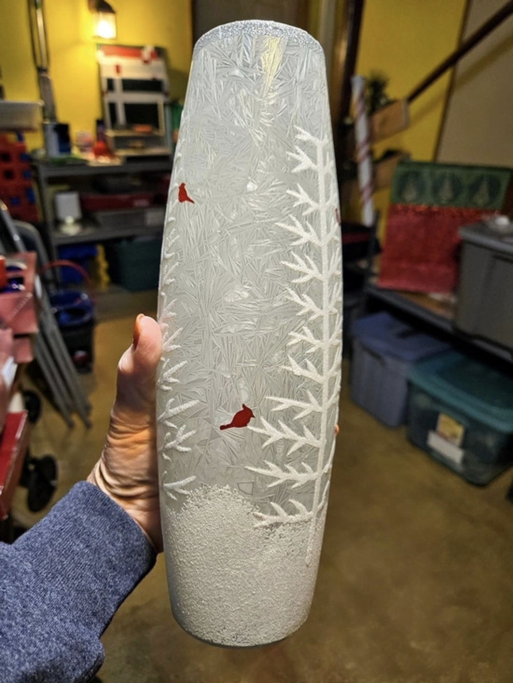 White Floral Vase with Lights